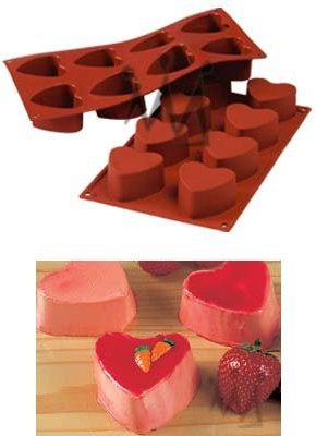 Silikomart | SF036 Molde de Silicona para porciones Individuales CORAZÓN, Antiadherente, 6 Corazones, Pack de 1 Molde para Tartas, Ø 65 h 40 mm, Made in Italy
