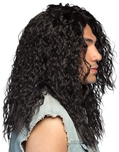 Boland 86411 - Erwachsenenperücke Mick, schwarz, Einheitsgröße, 80er-Jahre-Party, Karneval, Themenparty, Mottoparty