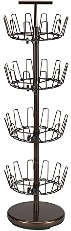 Household Essentials 2139-1 Metal Four-Tier Adjustable Revolving Shoe Rack | Holds up to 24 Pairs of Shoes | Antique Bronze Finish