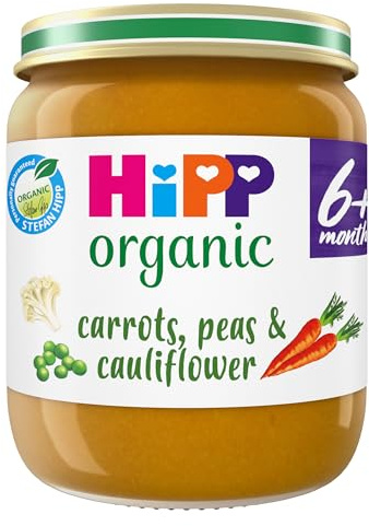 HiPP Organic Carrots, Peas & Cauliflower Baby Food Jar 6+ Months 125g (Pack of 6)