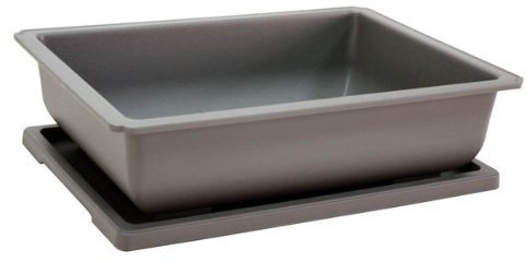 Bonsai Tree Plastic Training Pot and Matching Tray in Grey - 24cm x 17cm x 7cm