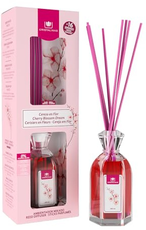 CRISTALINAS | Ambientador Mikado Clásico | Aroma Cerezo | Renacer | Larga Duración 16 Semanas | 180ml | 0% Alcohol