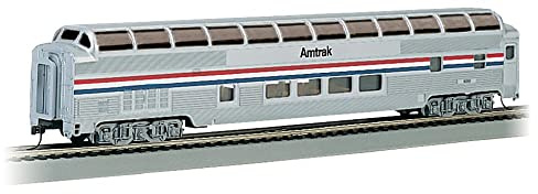 Bachmann Trains - 85' FULL DOME AMTRAK PHASE II Passenger Car with Lighted Interior - HO Scale , White