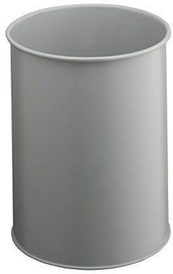 Durable 330110 Papierkorb Metall rund, 15 Liter, Griffrand, grau