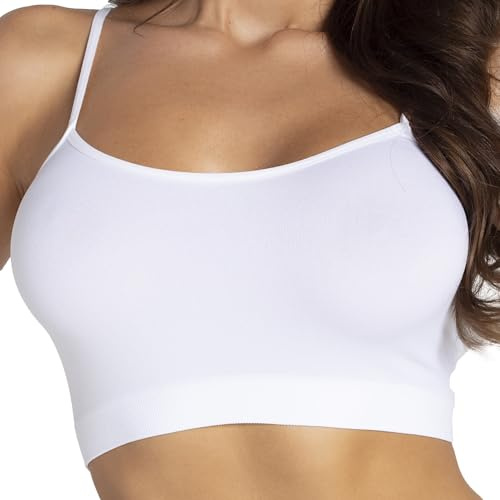 Gatta Sport Basic Top, Sujetador Deportivo con Tirantes Finos, Bonito, Suave, cómodo, Fitness, sin Costuras Laterales, Ajustado (Blanco, M)