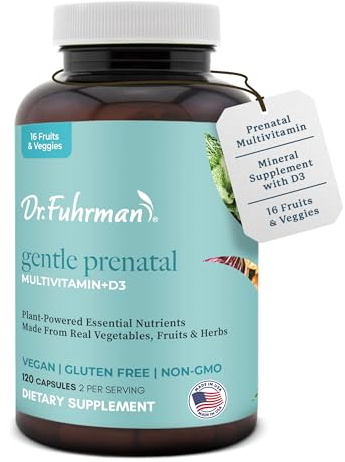 Dr Fuhrman Prenatal Vitamins For Women | Doctor-Formulated Prenatal Vitamins | Natural Folate, B12, Choline & Iodine for Pregnancy Support, Brain & Immune Health | No Synthetic Folic Acid | 120 Cap