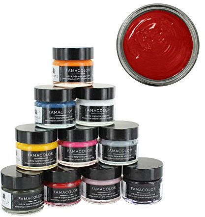 Famaco Leather Repair & Dye Cream | Self Seal Colourant for Quick and Easy Repair | Suitable for Sofas, Car Seat, Shoes, Handbag, and More (Red Rouge VIF)