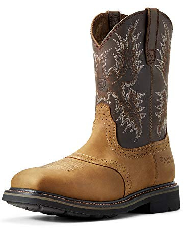 Ariat Sierra Wide - Botas de trabajo para hombre, diseño cuadrado, puntera de acero, Marrón (Corteza añejada), 12 D(M) US