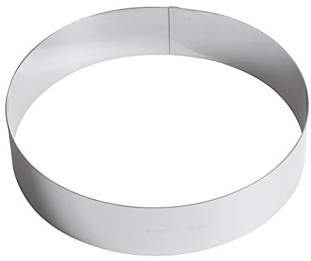 Paderno 47534 Tortenring, Tortenform, für Backen, Gebäck, Moussekuchen, aus Edelstahl, Spülmaschinenfest, Diametro 26 cm, Grau