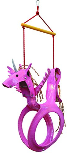 Sparkling Line Tire Swing SL001502 Unicorn Tire Swing, Pink