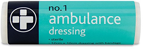 Reliance Medical No 1 Ambulance Dressing - Sterile, Flow Wrapped, 12 cm x 10 cm, Thick and Absorbent Wound Pad with Soft Stretch Bandage, Pack of 10