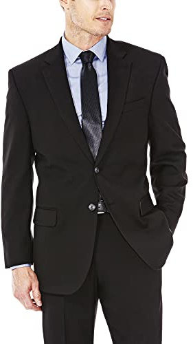 J.M. Haggar Men's Premium Performance Stretch Stria 2-Button Suit Separate Coat, Black, 40 Regular