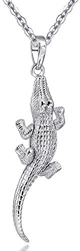 MATERIA Tier Anhänger Krokodil GILA bewegliche Glieder - massiv 925 Silber Anhänger Damen für Halskette + Box #KA-302