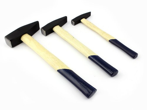 Schlosserhammer Satz 3-tlg, Hammer Set 100 + 200 + 500g, Holzstiel