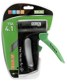 SALKI Grapadora Manual Multifunción TSK4.1 – Herramienta de 4 Funciones, Compatible con Grapas de 8-14 mm y 12-14 mm, y Clavos PIN nº 9 y BRAD nº 8