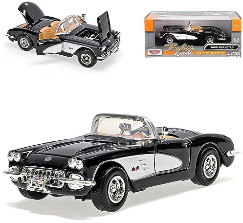 Motormax Chevrolet Chevy Corvette C1 C 1 Schwarz 1959 Oldtimer 1/24 Modellauto Modell Auto