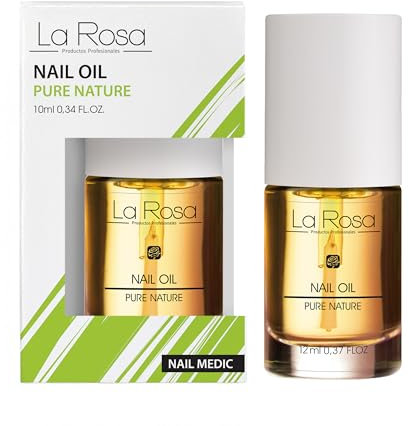 LaRosa HUILE POUR CUTICULES avec Amande Douce, Argan et Jojoba – Hydratant et Nourrissant avec Vitamine E et Extrait de Fleur de Lotus – Vegan et Naturel à 93,6% – 10 ml