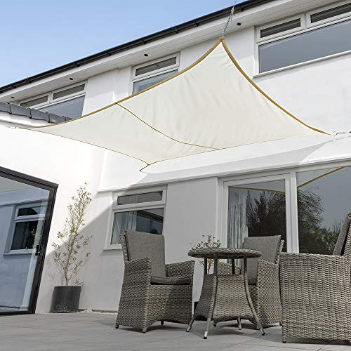 Kookaburra Waterproof Garden Sun Shade Sail Canopy in Ivory 98% UV Block (5m x 4m Rectangle)