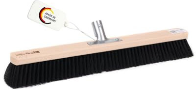 Saalbesen Industriebesen, 40cm Breit/Lang, mit Metall-Stielhalter 23-24mm, weiche Schwarze Kunsthaar-Borsten Mischung, Besen Kehrbesen ohne Stiel Besenstiel, Hallenbesen, für Innen drinne (40cm)