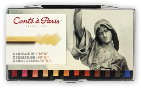Conté à Paris Colored Crayons Set with 12 Assorted Portrait Colors