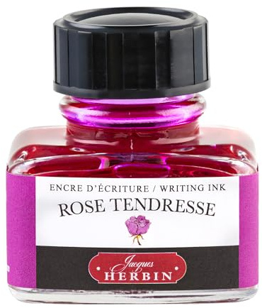 Jacques Herbin 13061T - A 30 ml Bottle of Ink for Fountain pens and rollerballs, Rose tendresse/Tender Pink Colour - Made in France - Calligraphy - Writing