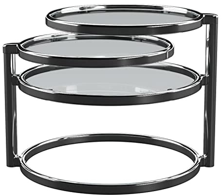 ASPECT Eterntity Glass Coffee Table Frames with Swivel Motion, Chrome/Clear, 58x50x43 cm,CT11C