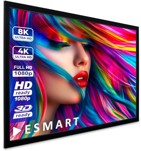 ESMART Professional MIRALE Rahmen-Leinwand [Größenauswahl] 244 x 137 cm (110) 16:9 | Heimkino Beamer Projektionsleinwand Rahmen Leinwand LCD LED