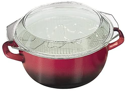 IBILI - Freidora con cestillo y tapa volcan, 24 cms, Acero esmaltado, Apto para induccion