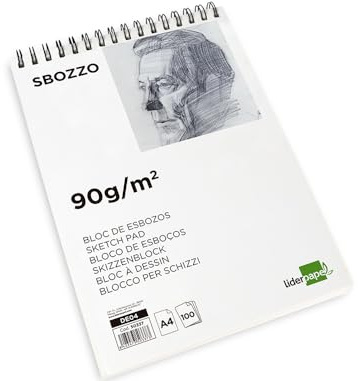 BLOC DIBUJO LIDERPAPEL ESBOZOS ESPIRAL DIN A4 210X297MM 100 HOJAS 90G/M2 SIN RECUADRO