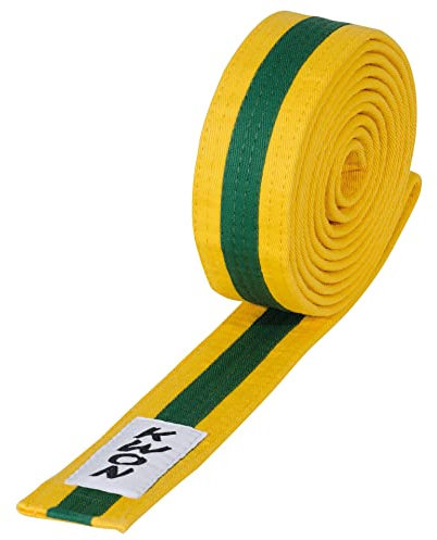 Budogürtel Judo mehrfarbig, versch. Längen (gelb/grün/gelb, 280)