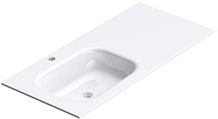 doporro Waschbecken Mineralguss Einbauwaschbecken 100x48x14cm Waschtisch Waschplatz mit größer Ablagefläche Colossum04