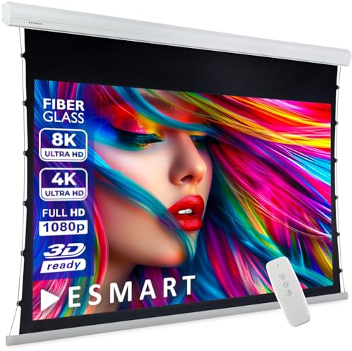 ESMART Expert XTR Tension-Leinwand 261 cm Bild 221 x 125 cm (100) 16:9 | Fernbedienung | Heimkino elektrische Beamer Projektionsleinwand Motor Tension Leinwand LCD LED