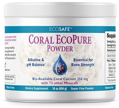 Coral Ecopure Powder, Coral Calcium Powder Supplement with Coral Minerals - 16 Ounces