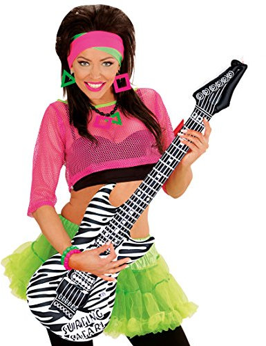 NET TOYS Aufblasbare Gitarre Deko Luftgitarre Zebra Rocker Inflatable Guitar Rockstar Gummigitarre Party Gitarren Instrument Mottoparty Musikinstrument Accessoire Partydeko aufblasbar