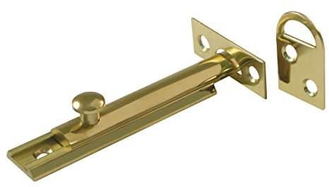 Amig - Pasador de Sobreponer para Puertas Mod.600 - Pestillo de Seguridad Apto para Cierre Horizontal o Vertical - De Latón con Acabado Dorado Pulido - Medidas: 100 x 17 mm - Incluye Tirafondos