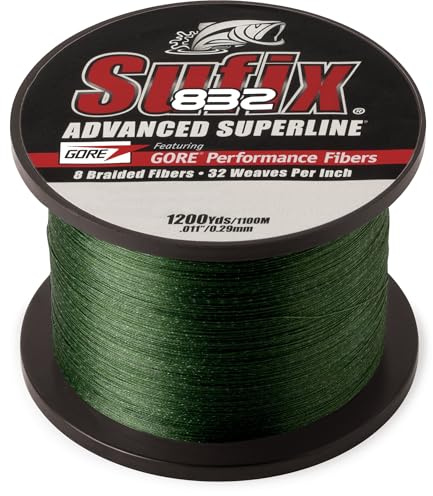 Sufix 832 Braid Line-1200 Yards (Green, 80-Pound)