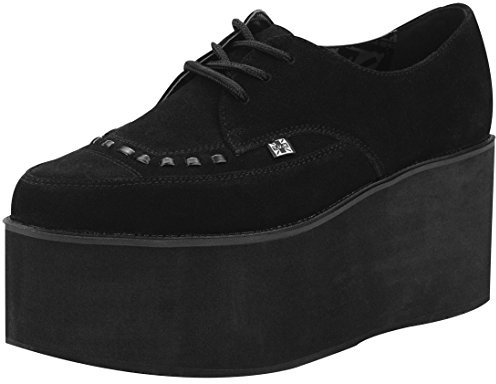 T.U.K. Shoes Women's Black Suede Stacked Pointed Creepers