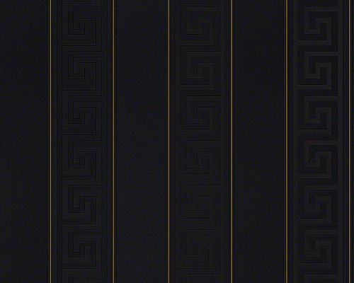 Versace Papier peint Papier Peint À Rayures Greek Papier peint intissé 10.05 m x 0.70 m Noir Or Made in Germany 935244 93524-4