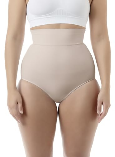 FarmaCell 601 (Cipria, M) Mutande Contenitive Donna Pancia Piatta, Effetto Push-Up, Slip Vita Alta Modellante, Made in Italy