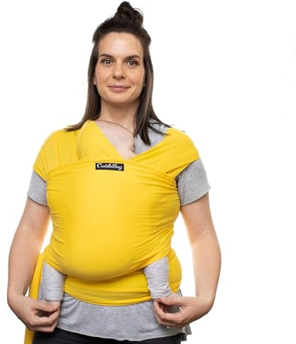 CuddleBug Écharpe de Portage Facile à Enfiler - Porte Bébé Naissance Multifonctionnel Pour les Bébés Jusqu’à 16 Kg - Écharpe de Portage Sling Mains Libres - Couverture de Portage (Jaune/Yellow)
