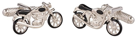 Gemelos plateados con forma de motocicleta para hombre, con caja de regalo