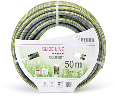 REHAU Gartenschlauch Slide LINE 1/2 Zoll 50m: sehr gleitfähig damit schmutzabweisend + Abriebfest, umweltfreundlich + schadstofffrei