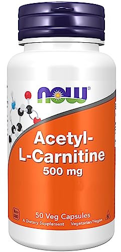 Now Foods, Acetyl-L-Carnitin, 500 mg, 50 Capsule vegan, Testato in Laboratorio, Aminoacido, Senza Glutine, Senza Soia, Vegetariano