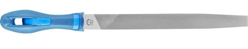 PFERD 10 Flat File - Second Cut with Handle for Metalwork and Deburring, Durable Steel Hand Tool
