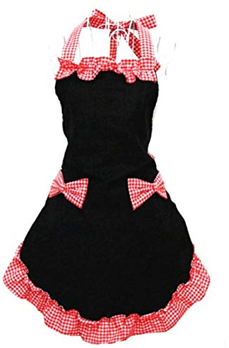 Hyzrz Cute Ladies Girls Retro Apron Dress Kitchen Cooking Vintage Aprons for Women with Pockets (Multicolor)