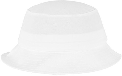 Flexfit Cotton Twill Bucket Hat - Unisex Anglerhut für Damen und Herren, einfarbig, mit patentiertem Flexfit Band, Farbe Weiß, one size