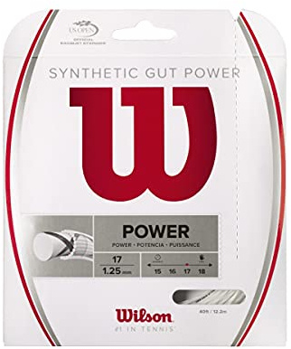 Wilson Syntetisk Gut Power 40-fots tennissträng set, vit, 17