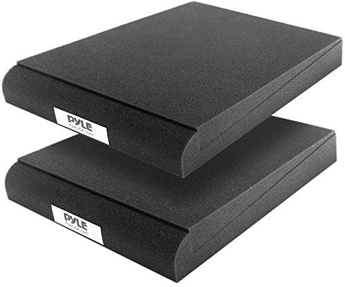 Pyle PSI03 Plataforma de espuma de altavoces para aislamiento de ruido acústico, amortiguación y estabilización de subwoofers, monitores de estudio y altavoces, paquete de 2, color negro