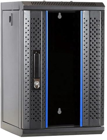 DSIT 9U 10 serverfack med glasdörr 312 x 310 x 486 mm (LXDXH) - svart - låsbart - för hem och kontor - robust konstruktion