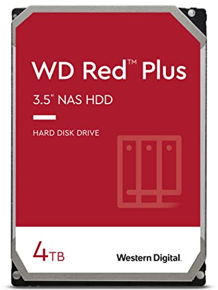 Western Digital 4TB WD Red Plus NAS Internal Hard Drive HDD - 5400 RPM, SATA 6 Gb/s, CMR, 64 MB Cache, 3.5 - WD40EFRX